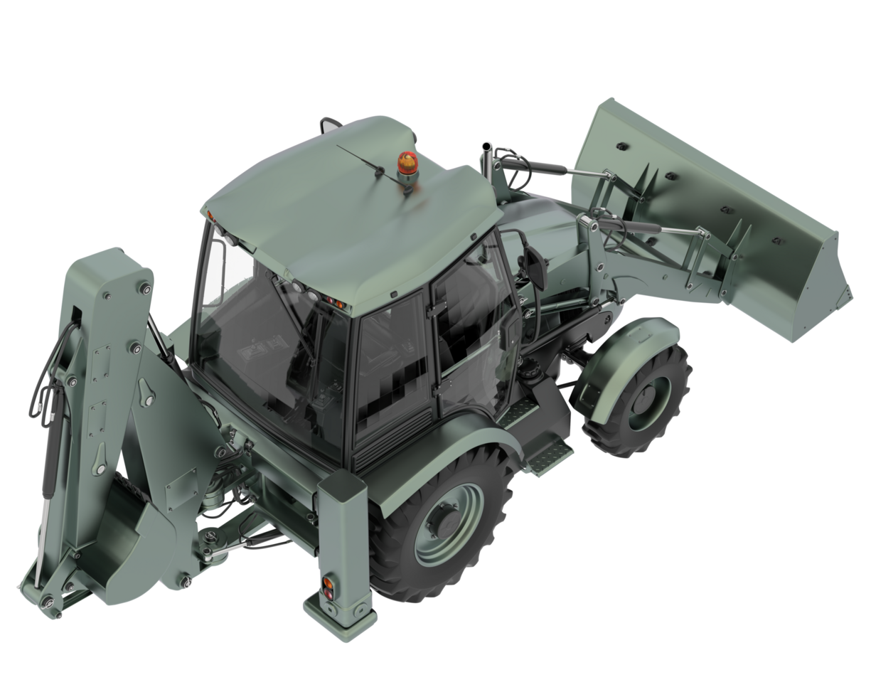 Backhoe loader isolated on background. 3d rendering - illustration png