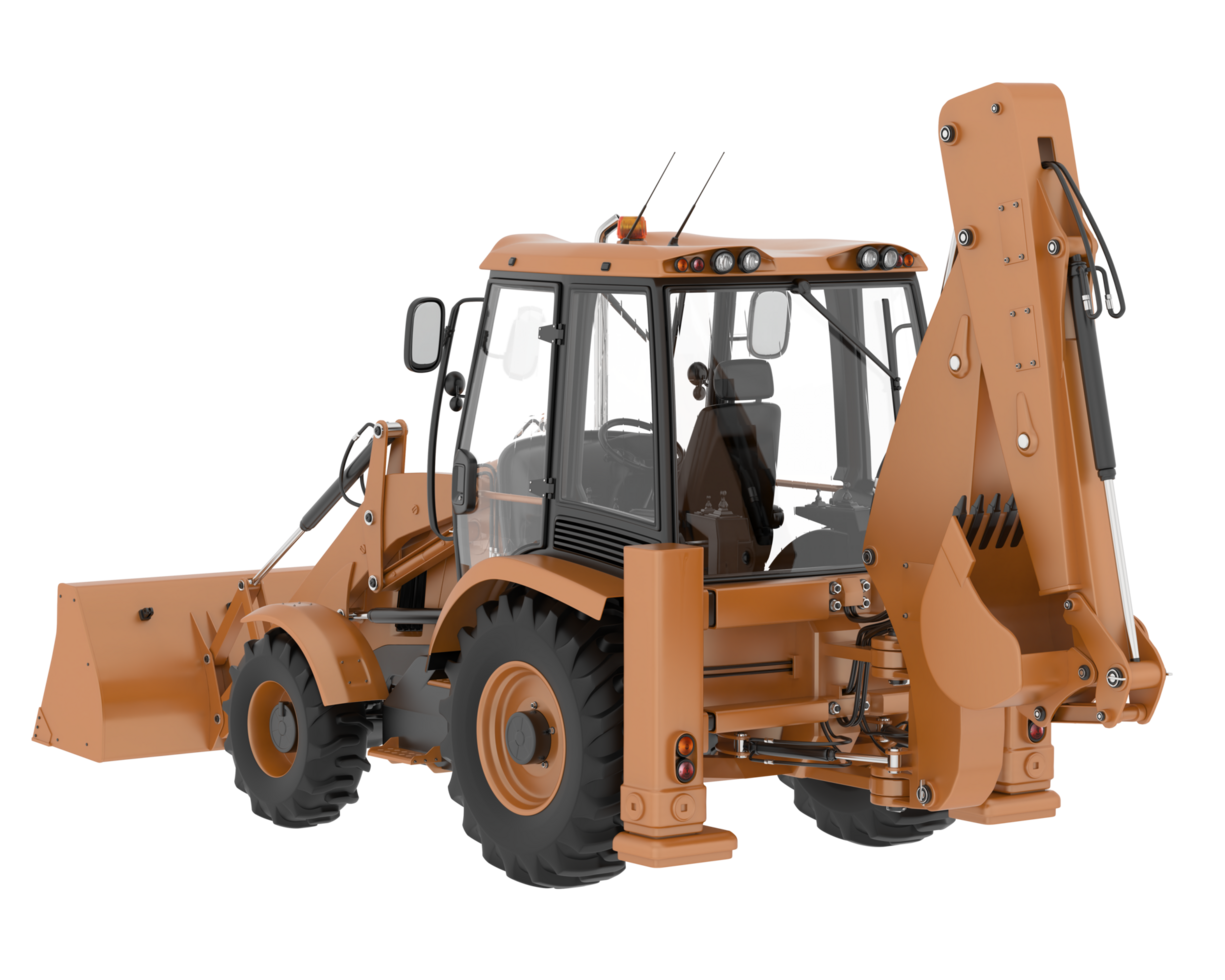 Backhoe loader isolated on background. 3d rendering - illustration png