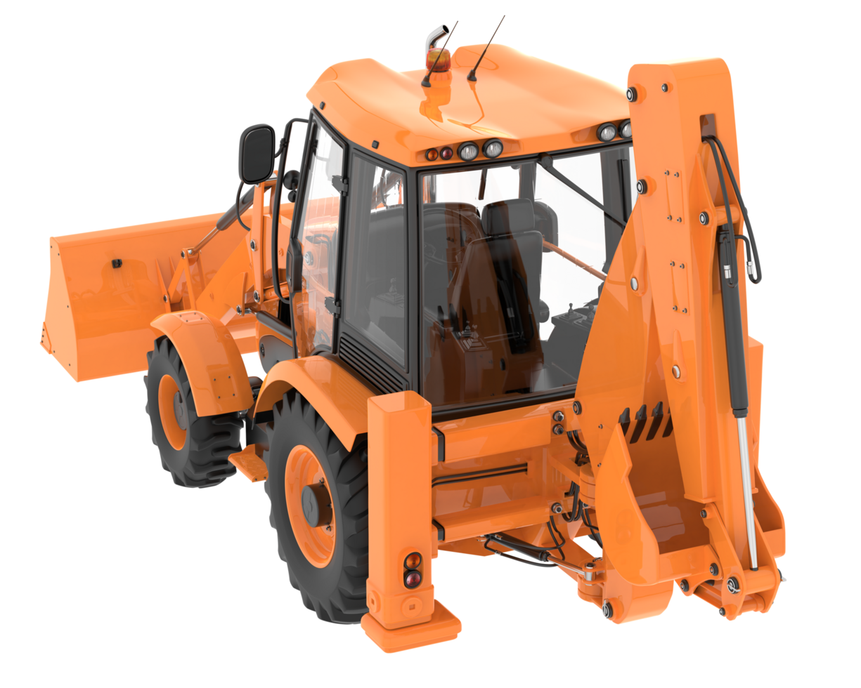 Backhoe loader isolated on background. 3d rendering - illustration png