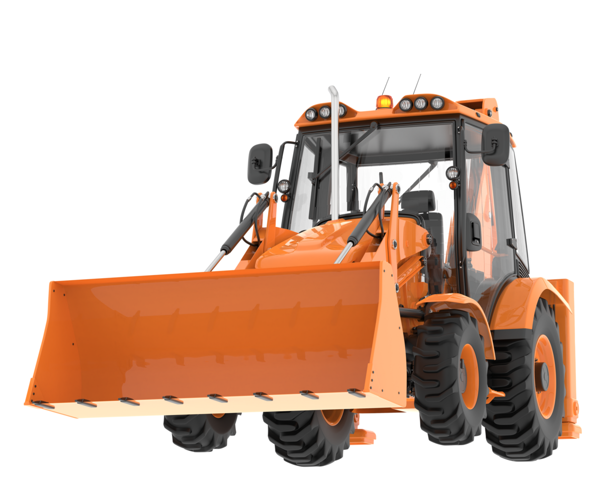 Backhoe loader isolated on background. 3d rendering - illustration png
