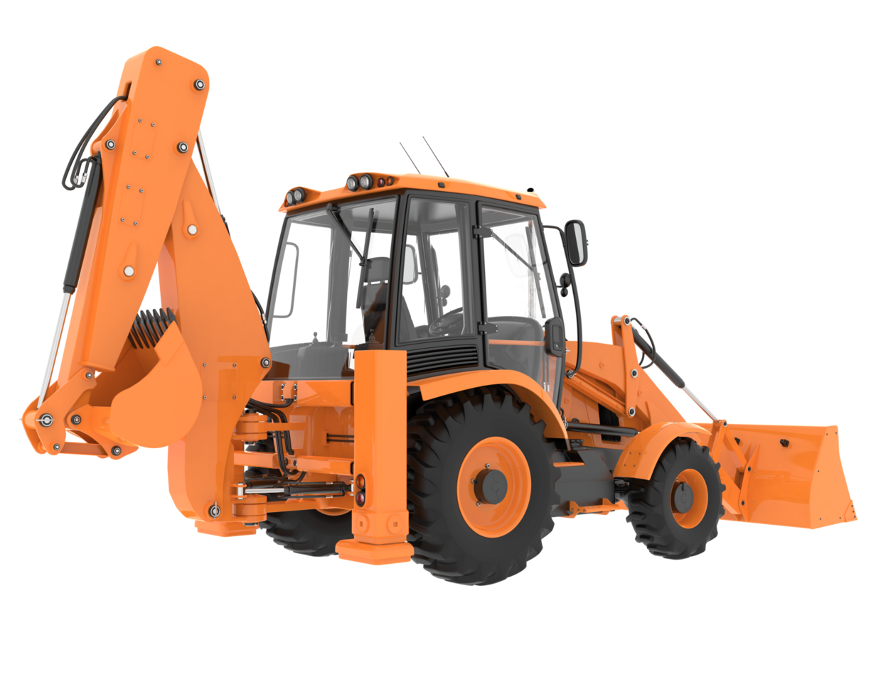 Backhoe loader isolated on background. 3d rendering - illustration png