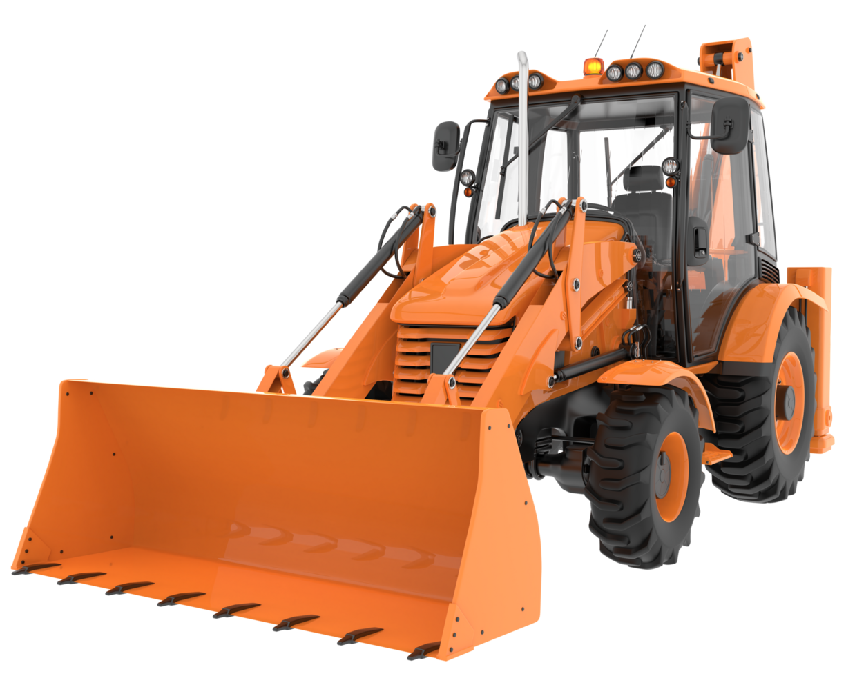 Backhoe loader isolated on background. 3d rendering - illustration png