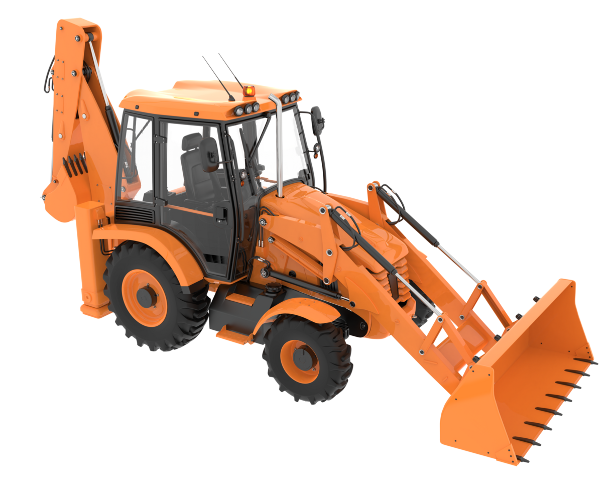 Backhoe loader isolated on background. 3d rendering - illustration png