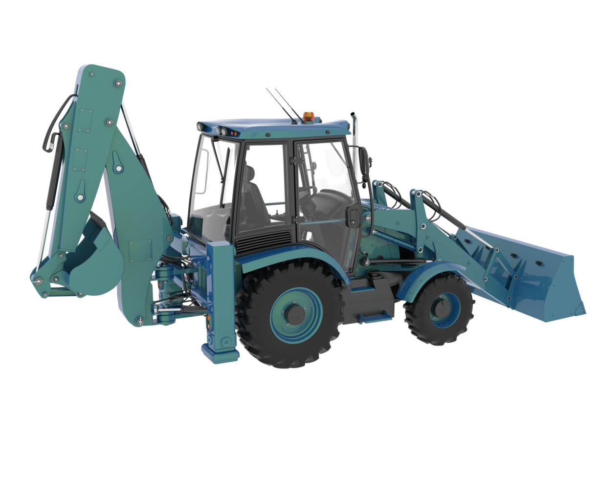 Backhoe loader isolated on background. 3d rendering - illustration png