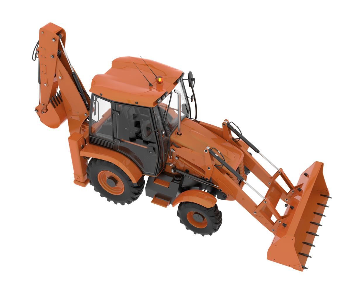 Backhoe loader isolated on background. 3d rendering - illustration png