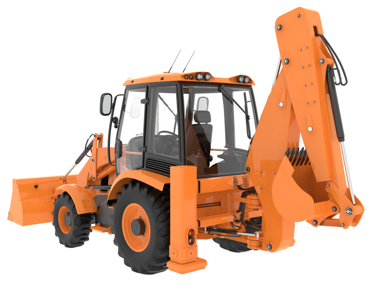 Backhoe loader isolated on background. 3d rendering - illustration png