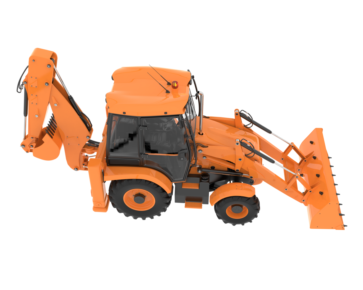 Backhoe loader isolated on background. 3d rendering - illustration png