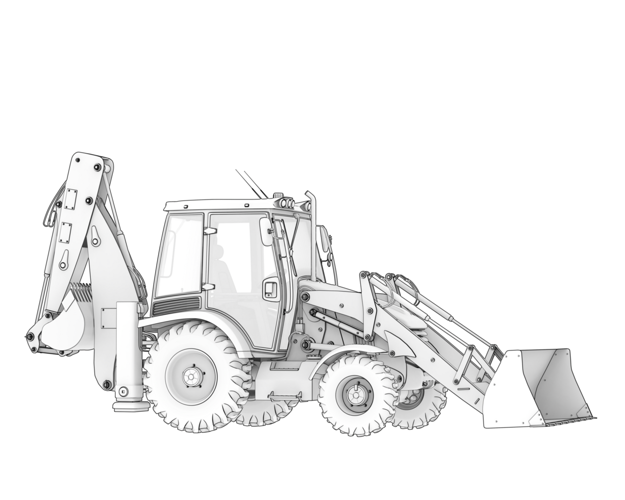 Backhoe loader isolated on background. 3d rendering - illustration png