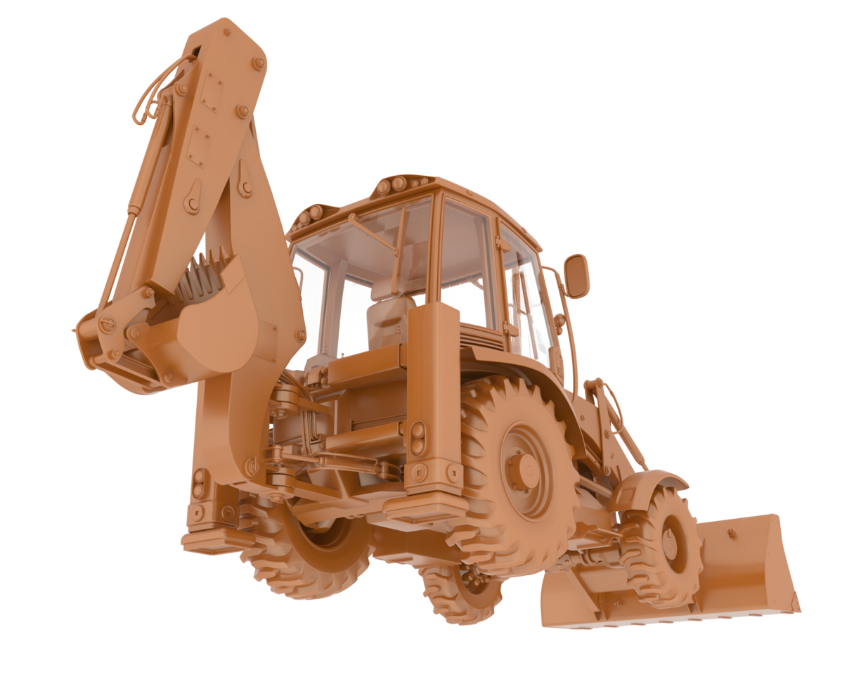 Backhoe loader isolated on background. 3d rendering - illustration png