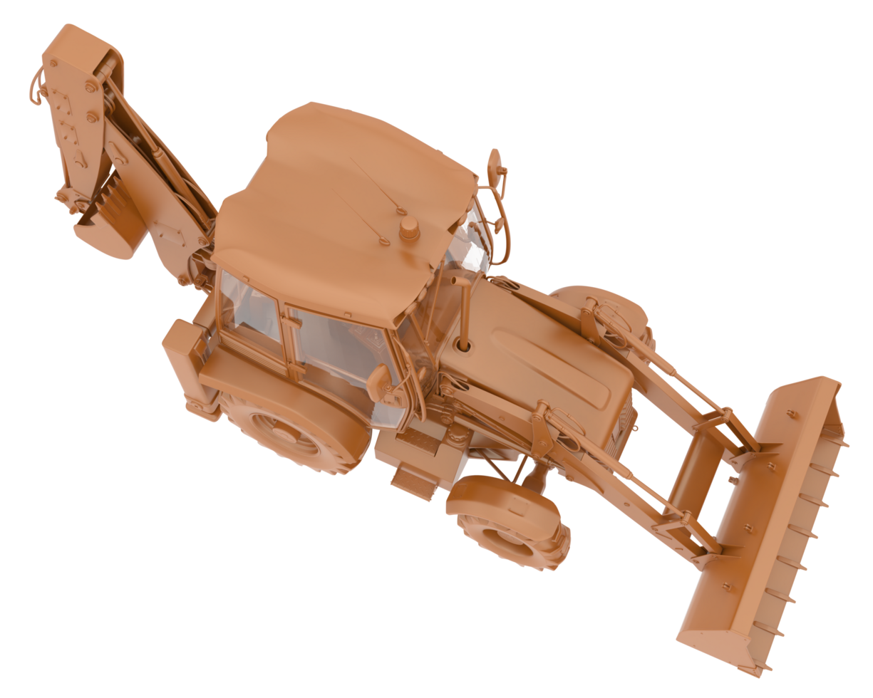 Backhoe loader isolated on background. 3d rendering - illustration png