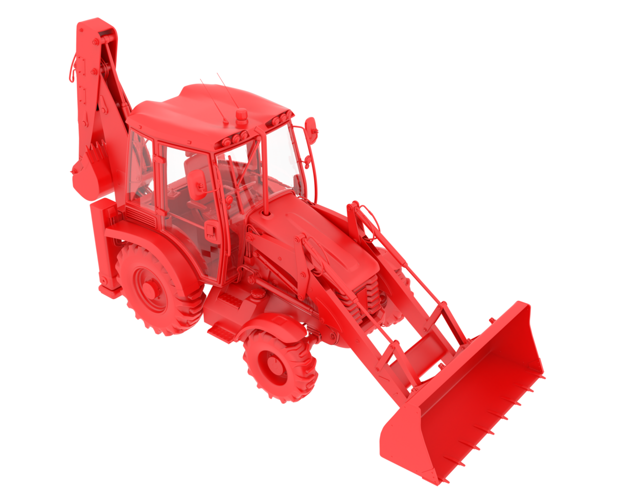 Backhoe loader isolated on background. 3d rendering - illustration png