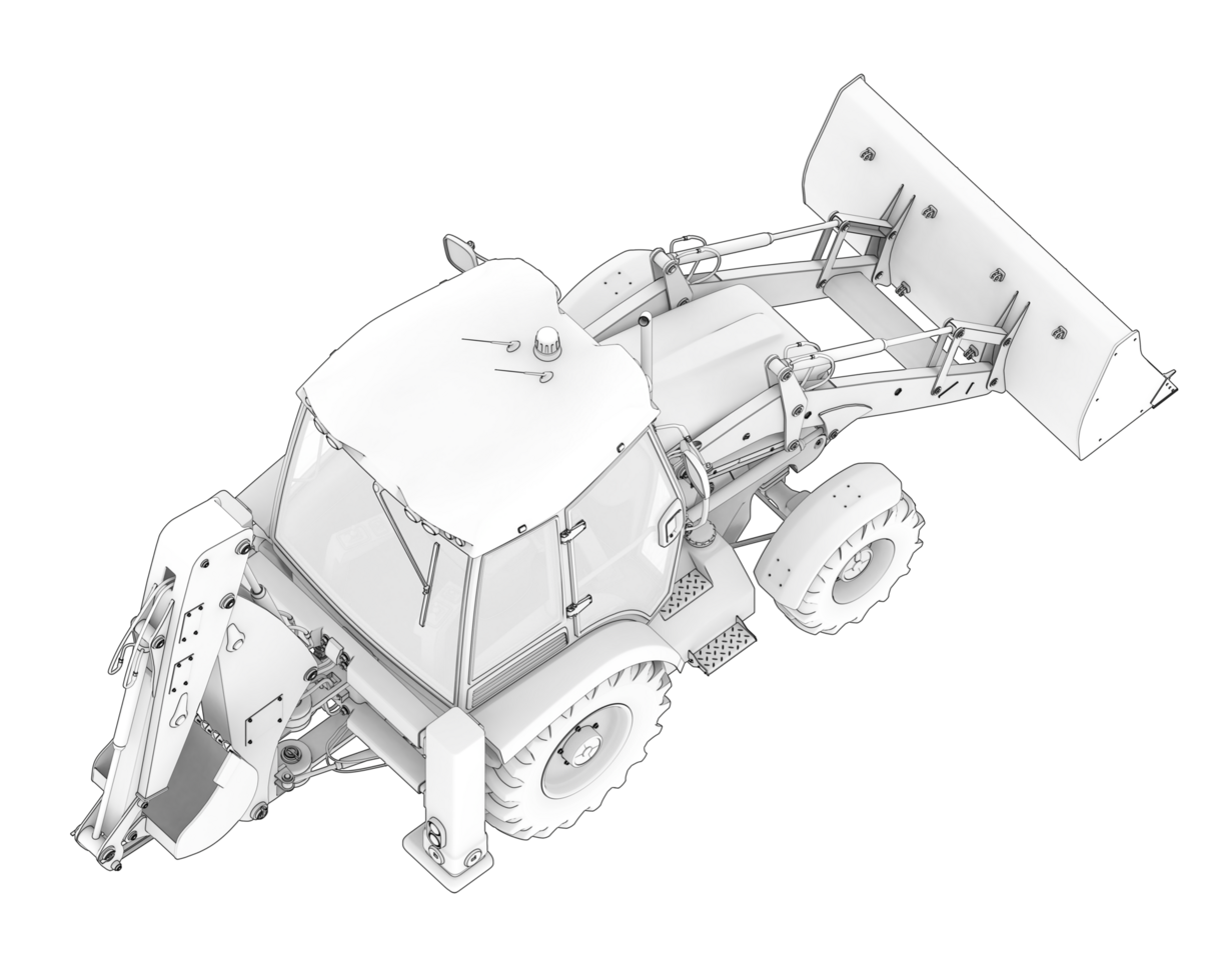 Backhoe loader isolated on background. 3d rendering - illustration png