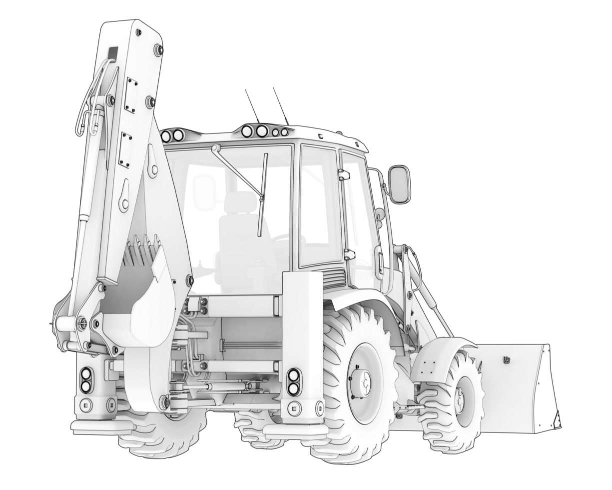 Backhoe loader isolated on background. 3d rendering - illustration png