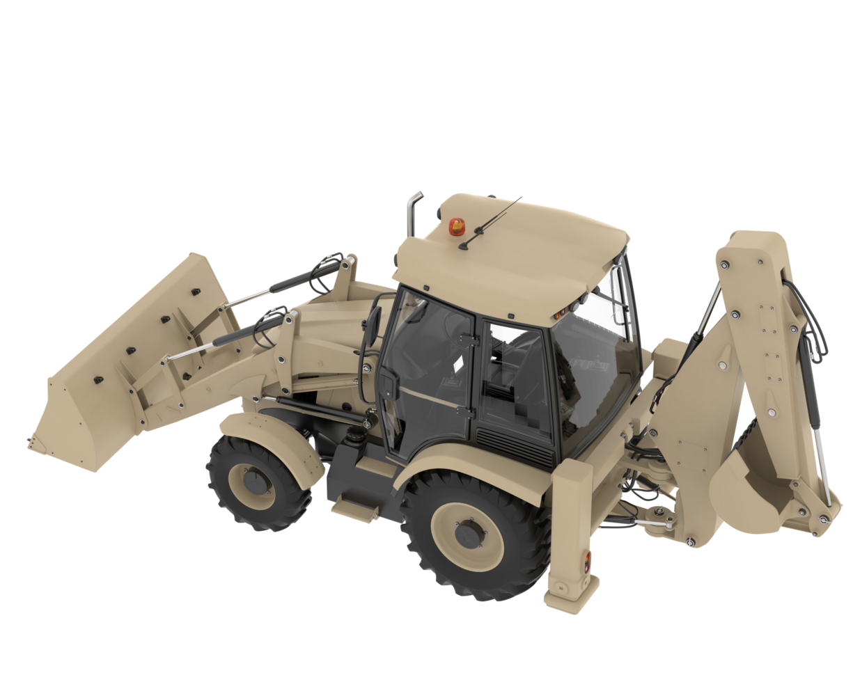 Backhoe loader isolated on background. 3d rendering - illustration png
