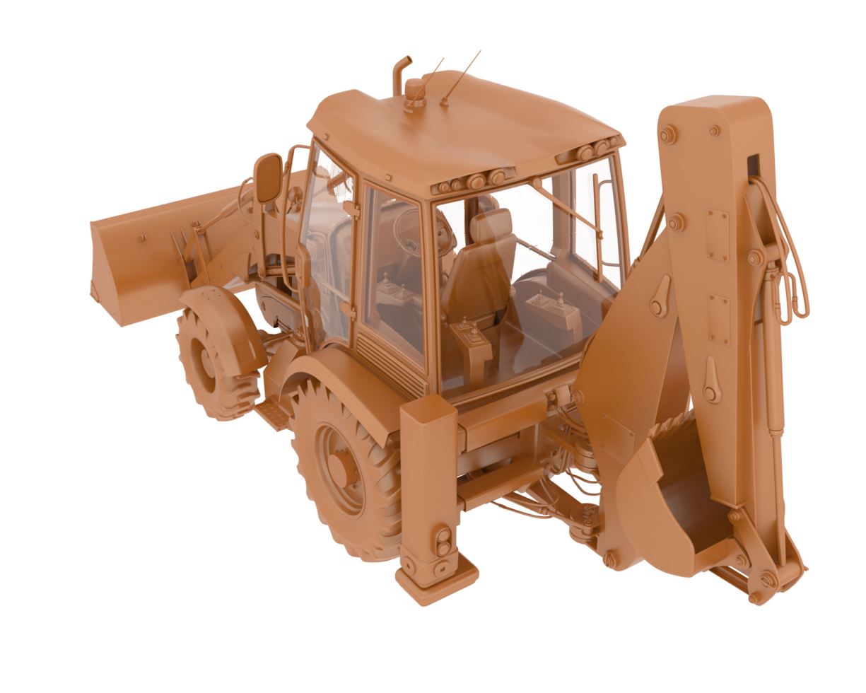 Backhoe loader isolated on background. 3d rendering - illustration png