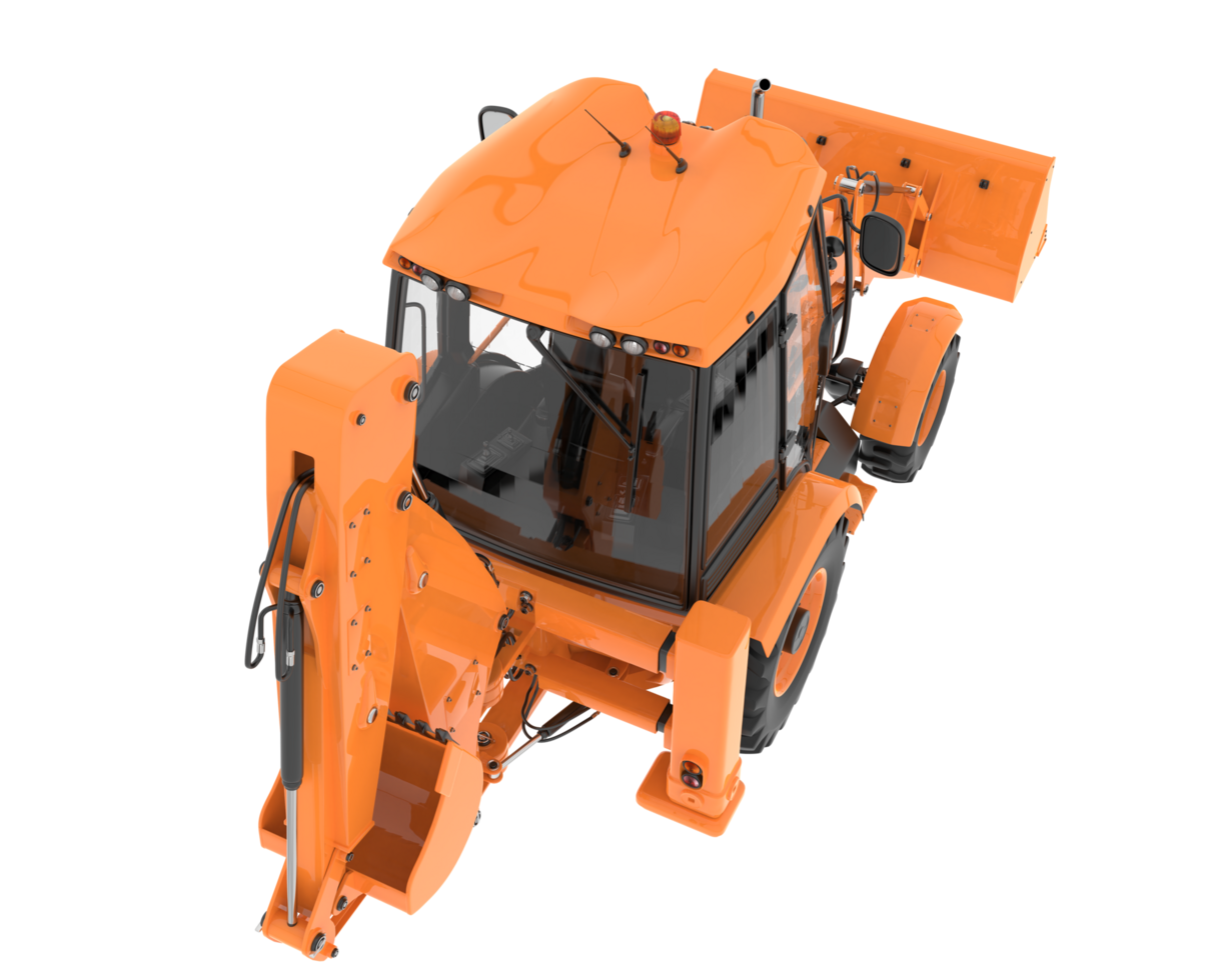 Backhoe loader isolated on background. 3d rendering - illustration png