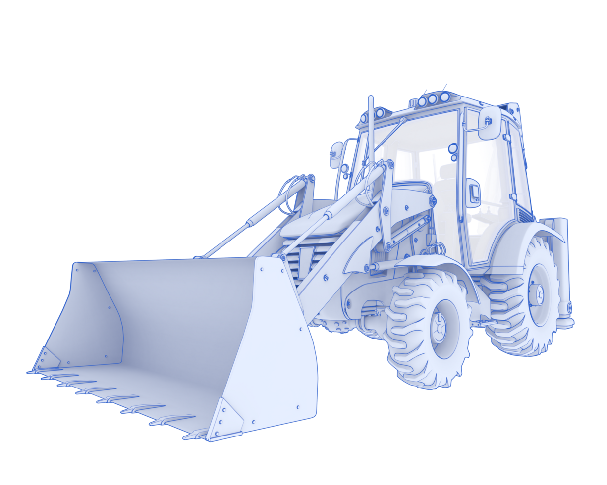Backhoe loader isolated on background. 3d rendering - illustration png