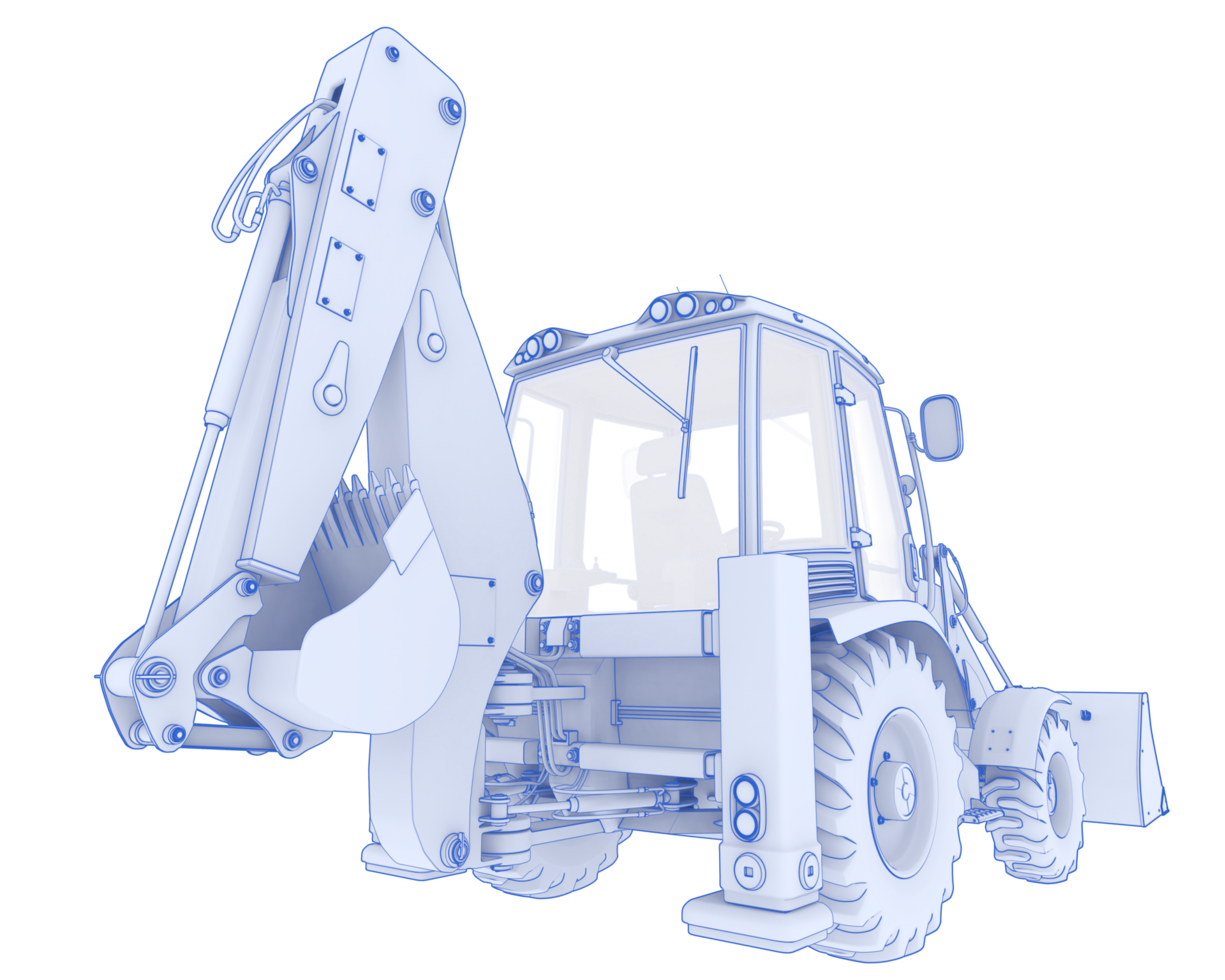 Backhoe loader isolated on background. 3d rendering - illustration png