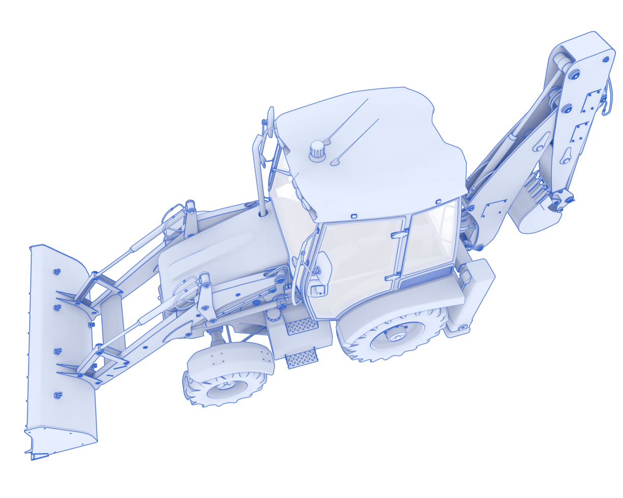 Backhoe loader isolated on background. 3d rendering - illustration png