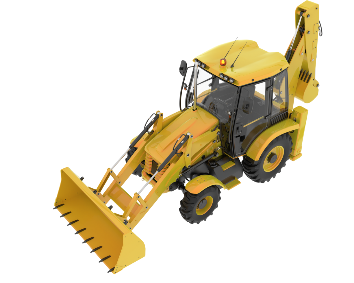 Backhoe loader isolated on background. 3d rendering - illustration png
