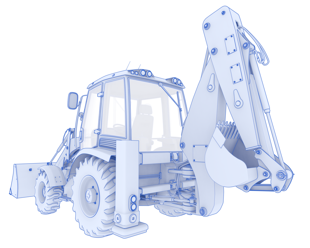Backhoe loader isolated on background. 3d rendering - illustration png