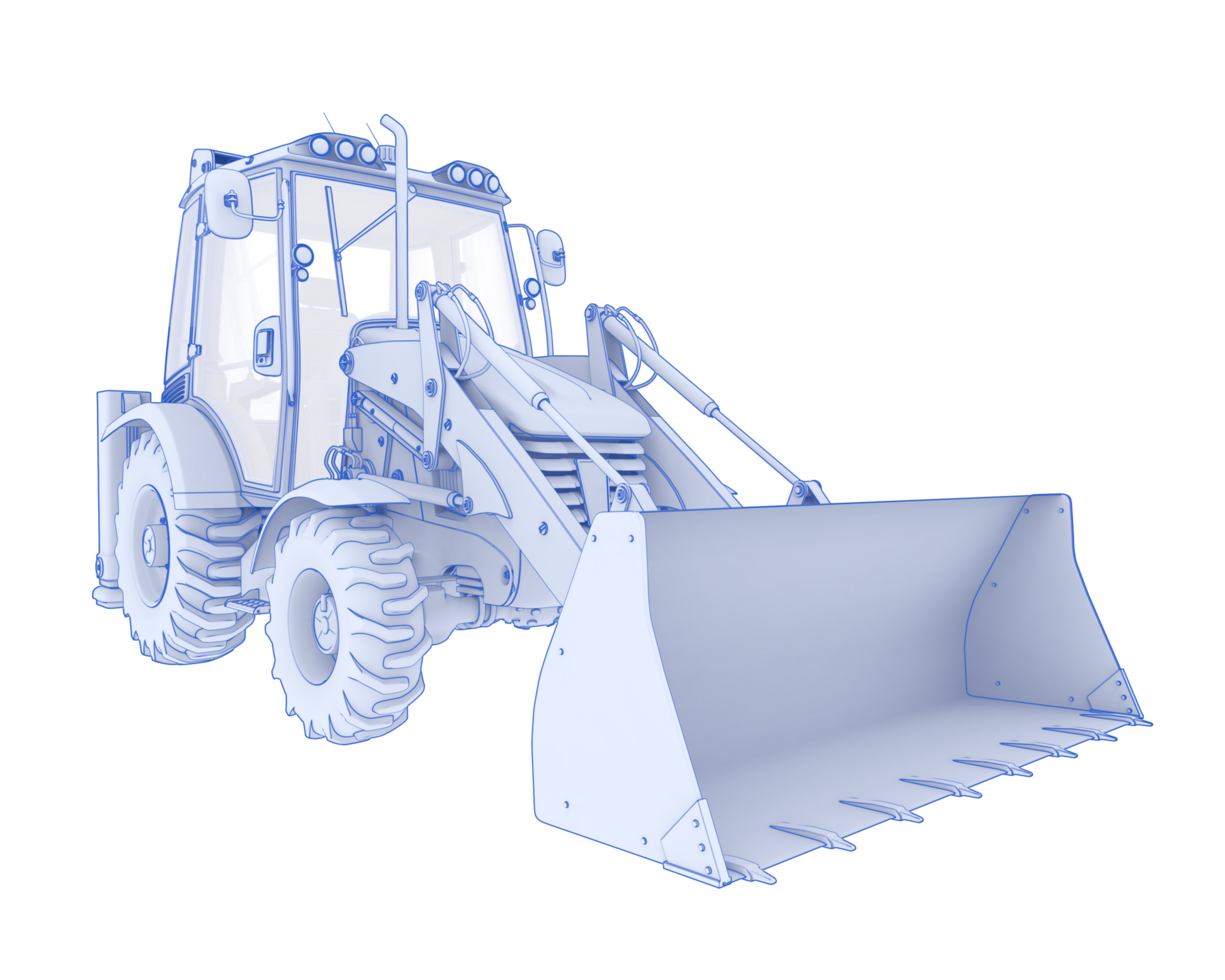 Backhoe loader isolated on background. 3d rendering - illustration png