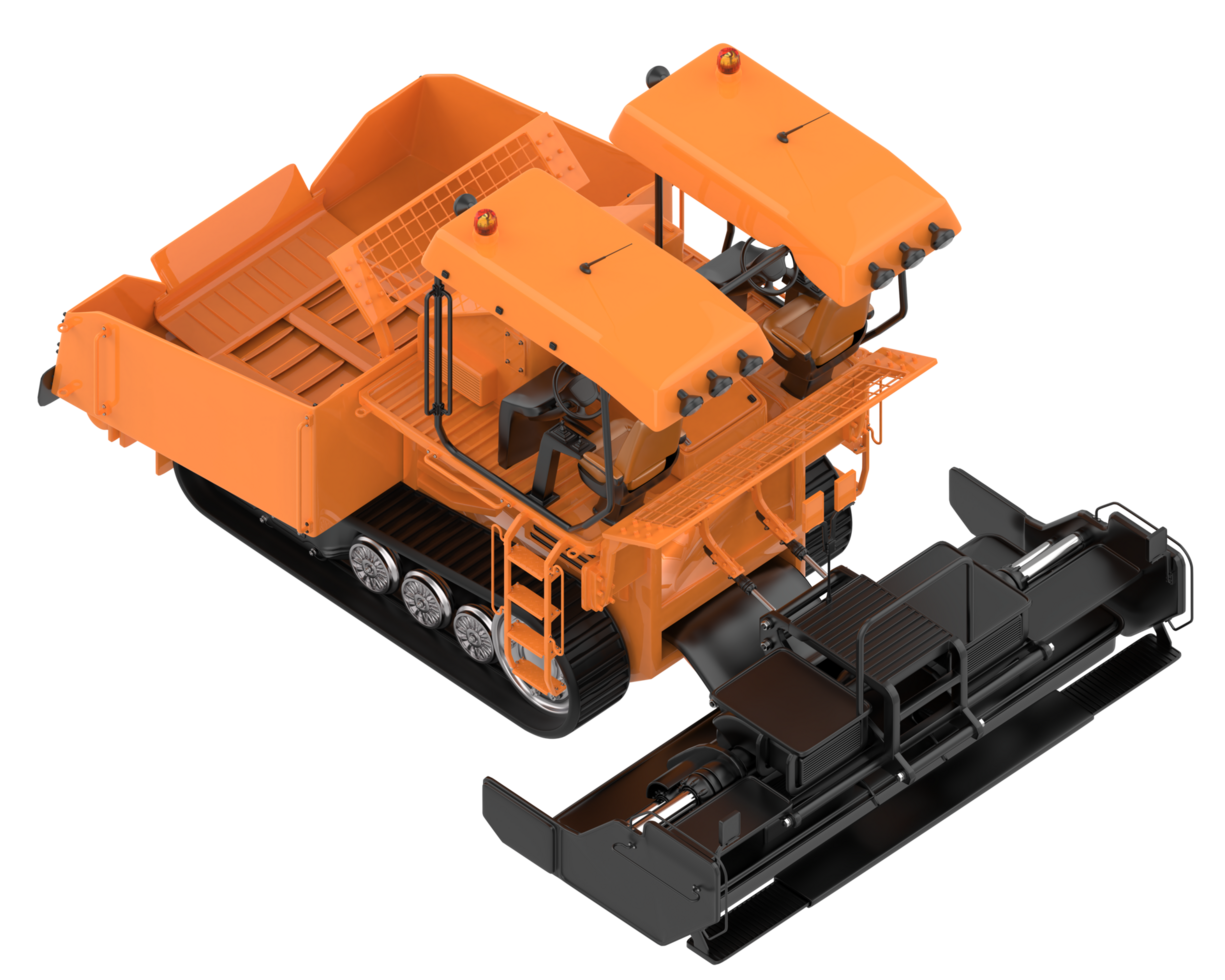 Asphalt paver isolated on background. 3d rendering - illustration png