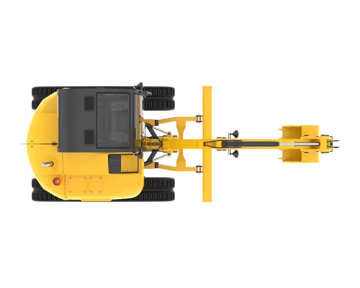 Compact excavator isolated on background. 3d rendering - illustration png