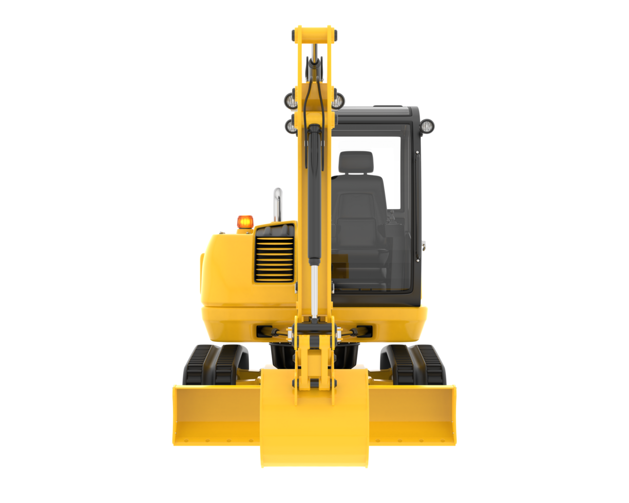 Compact excavator isolated on background. 3d rendering - illustration png