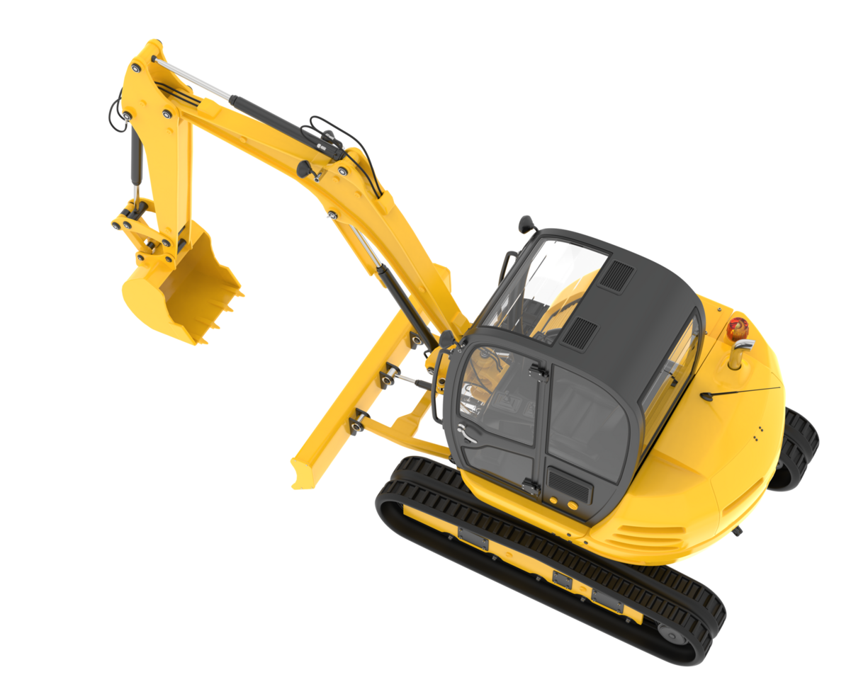 Compact excavator isolated on background. 3d rendering - illustration png