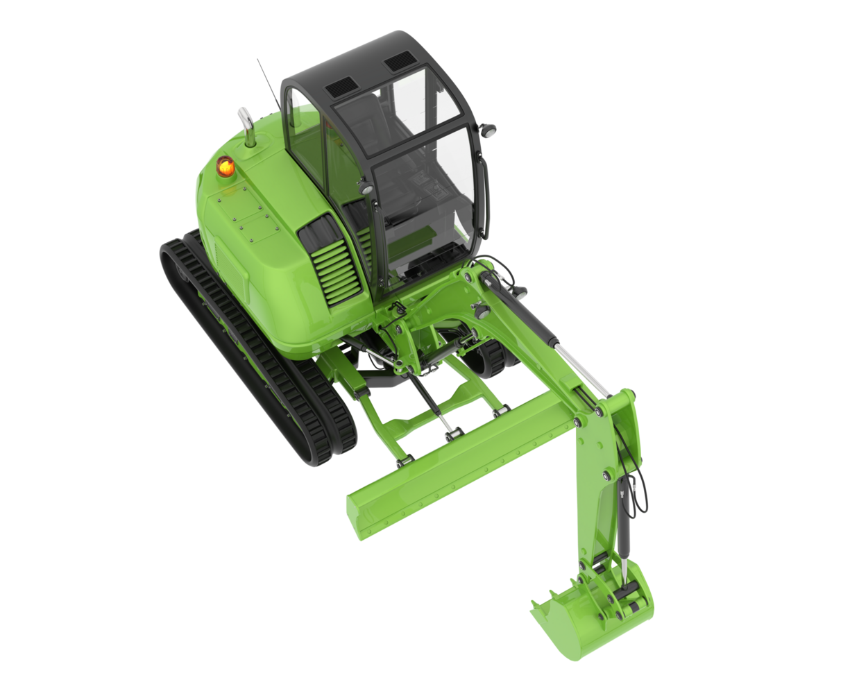 Compact excavator isolated on background. 3d rendering - illustration png