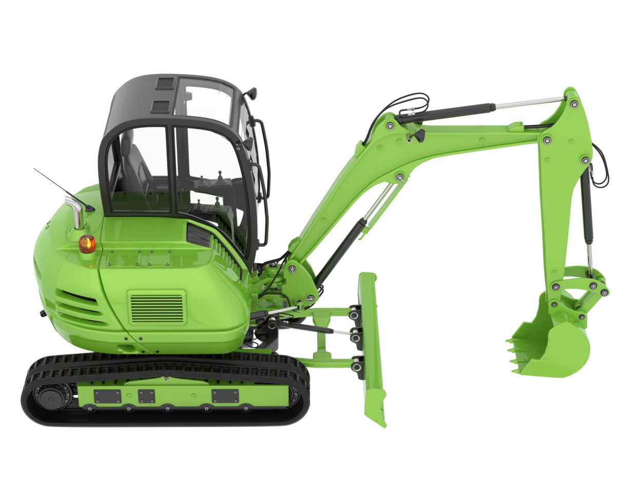 Compact excavator isolated on background. 3d rendering - illustration png