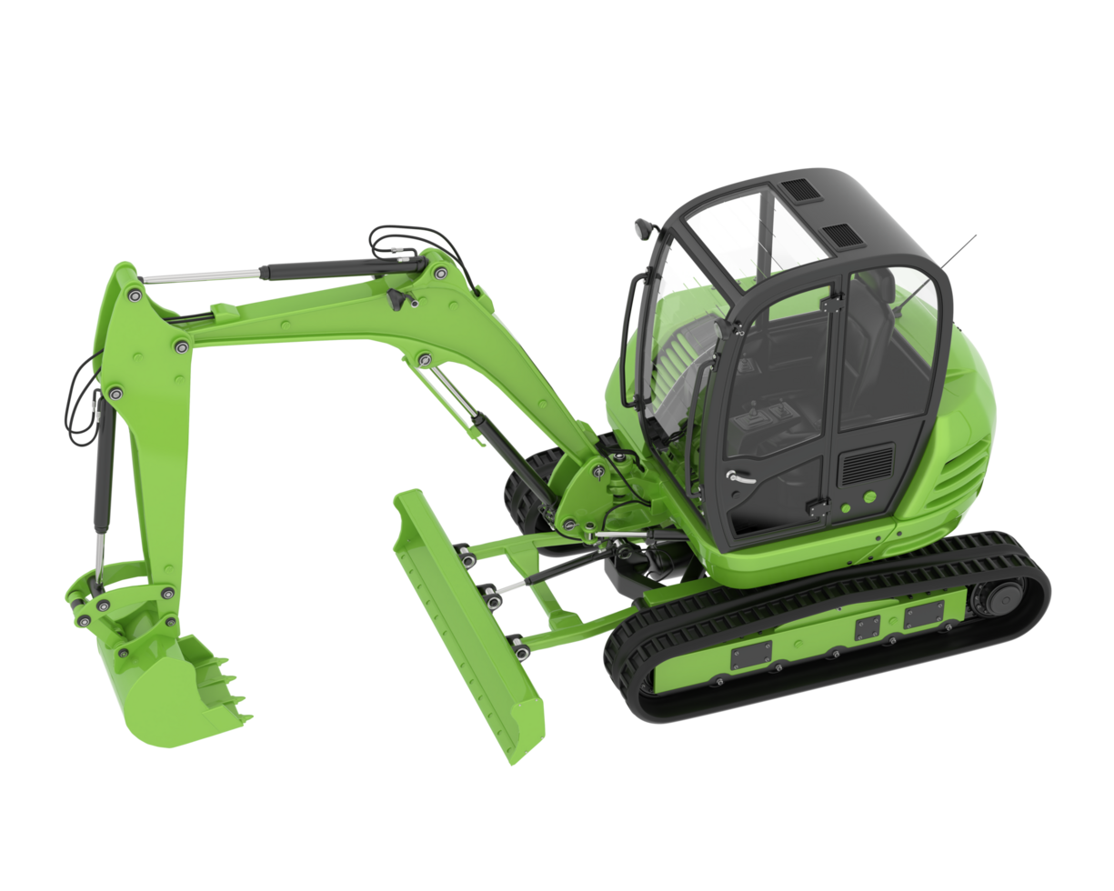 Compact excavator isolated on background. 3d rendering - illustration png