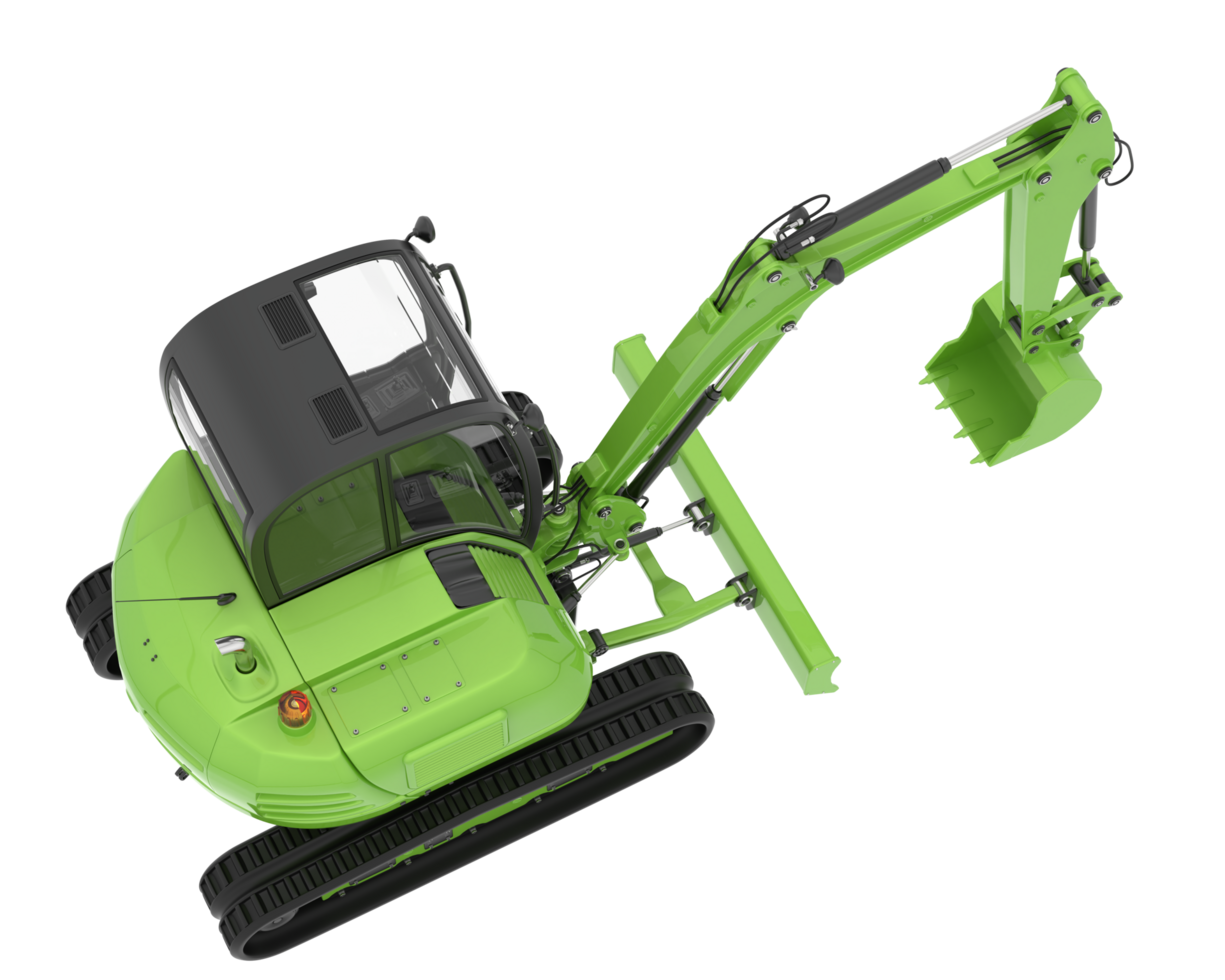 Compact excavator isolated on background. 3d rendering - illustration png