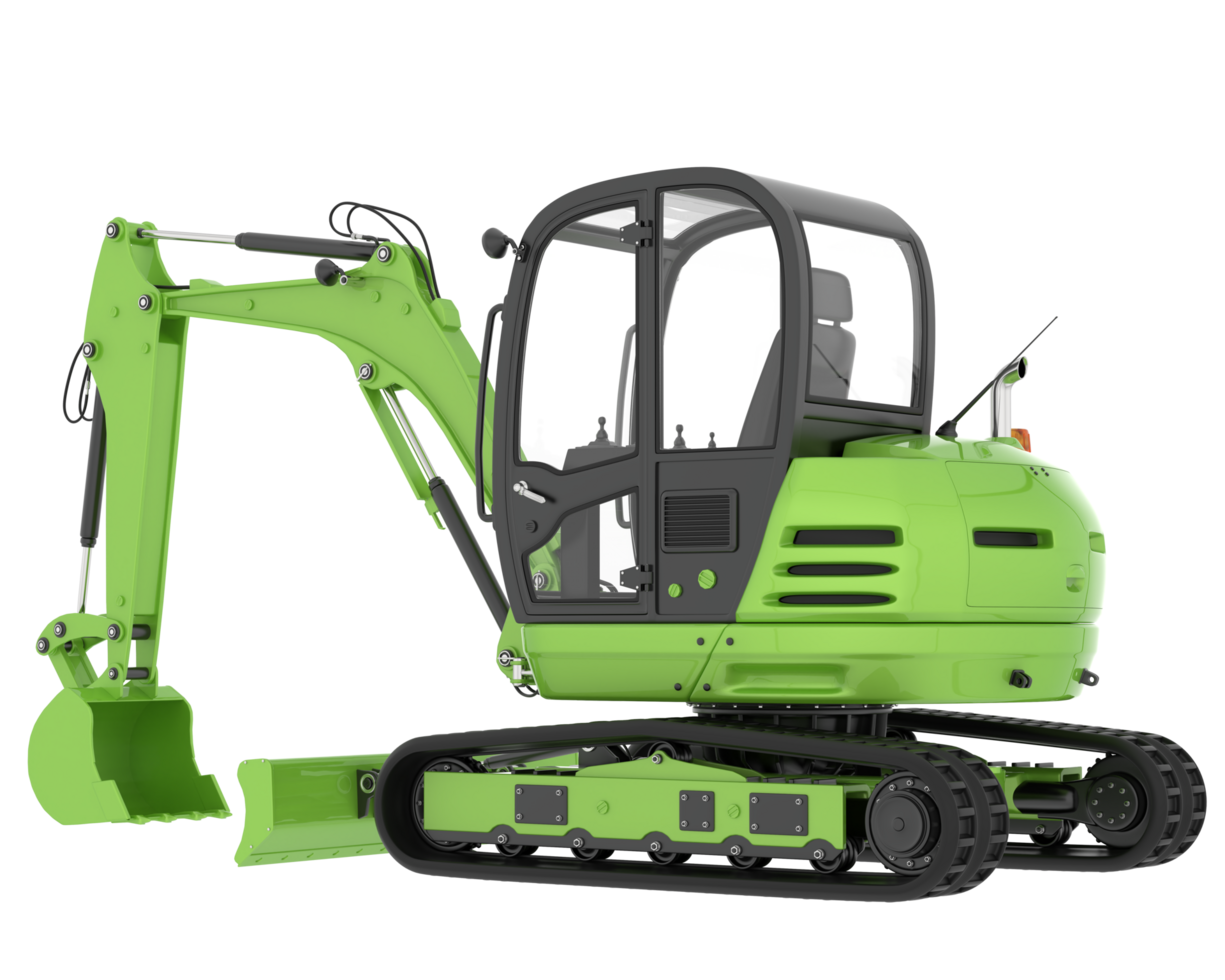 Compact excavator isolated on background. 3d rendering - illustration png