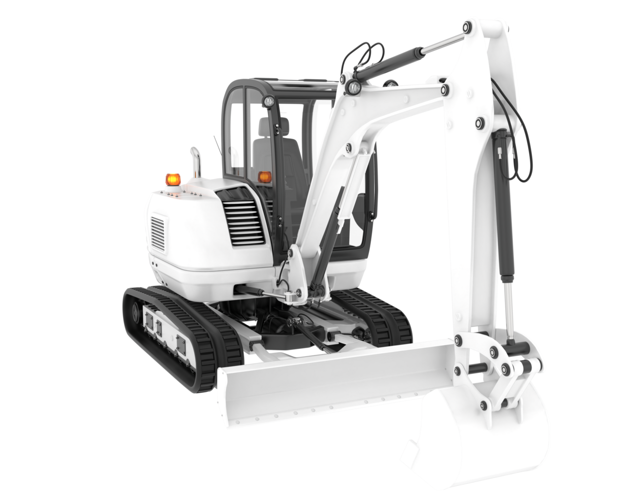 Compact excavator isolated on background. 3d rendering - illustration png