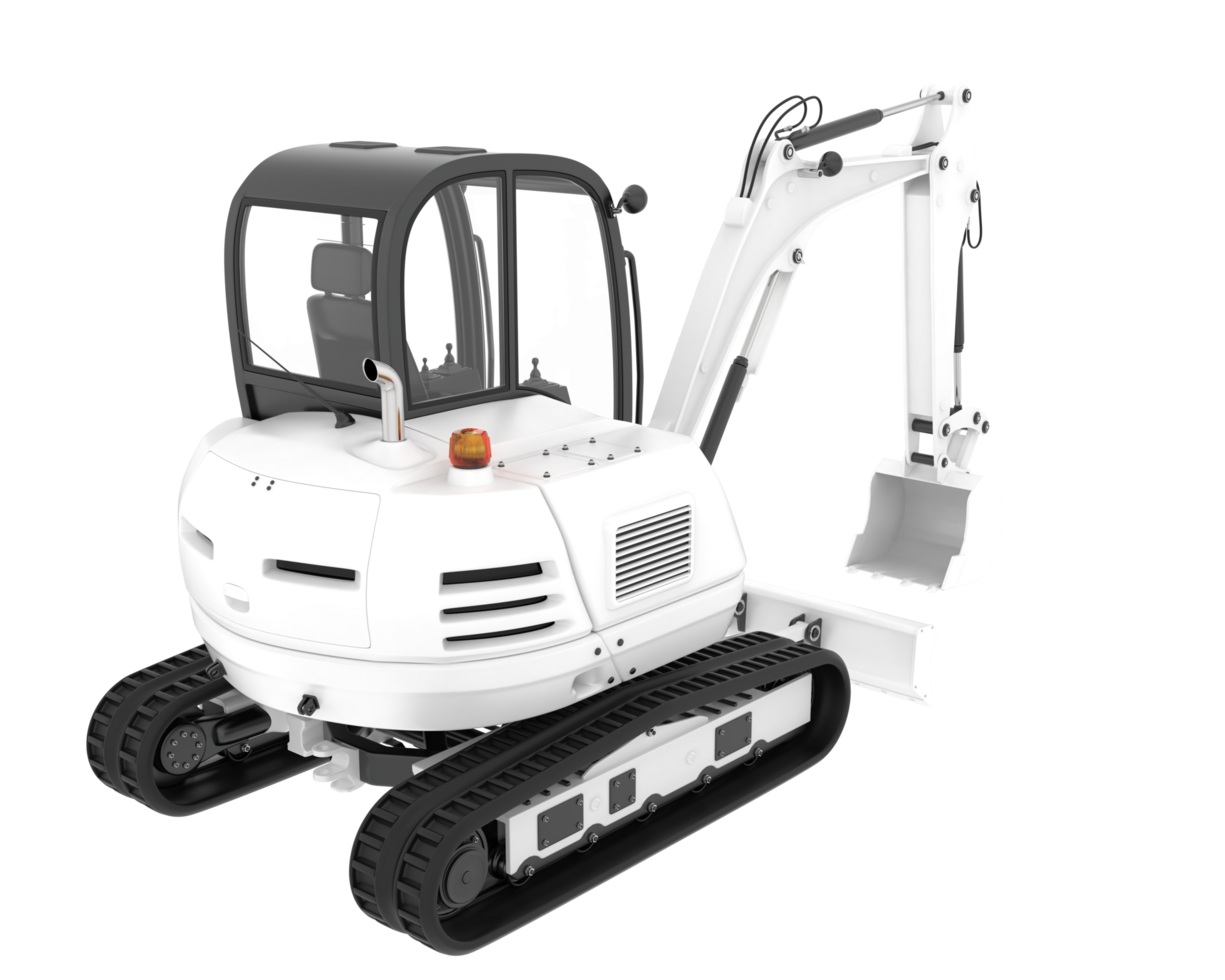 Compact excavator isolated on background. 3d rendering - illustration png