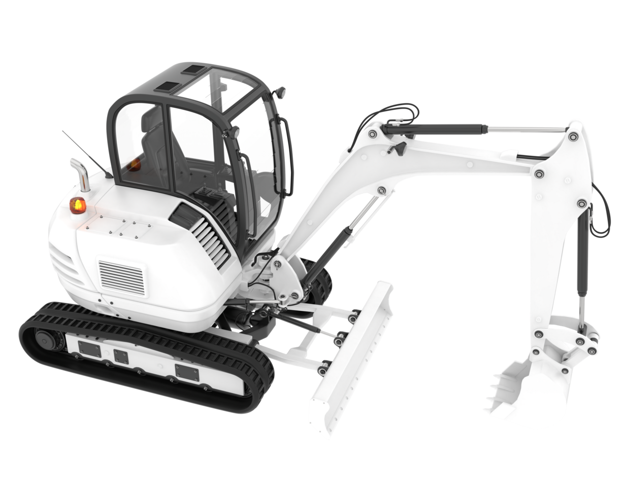 Compact excavator isolated on background. 3d rendering - illustration png