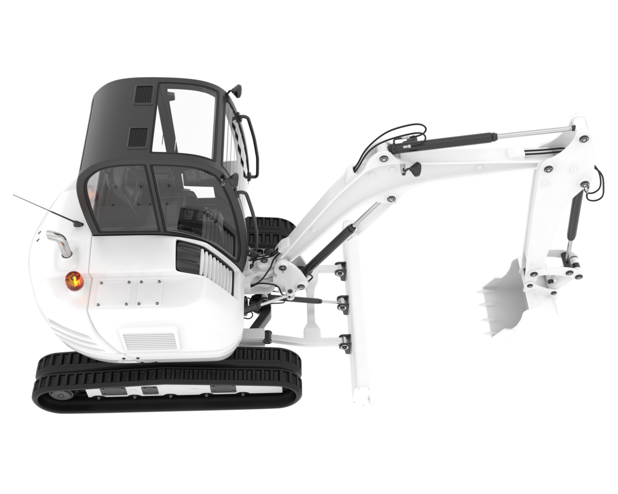 Compact excavator isolated on background. 3d rendering - illustration png
