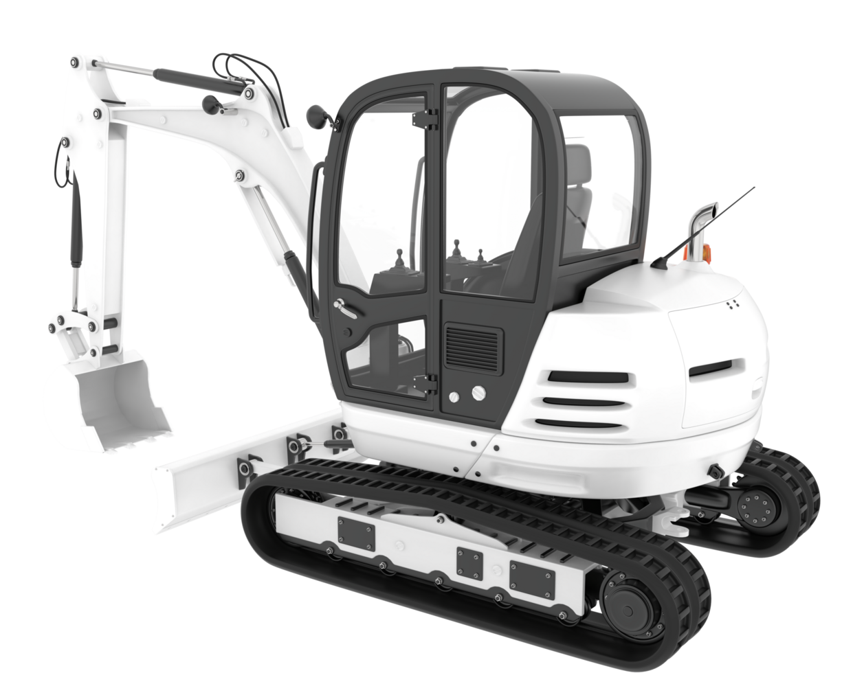 Compact excavator isolated on background. 3d rendering - illustration png