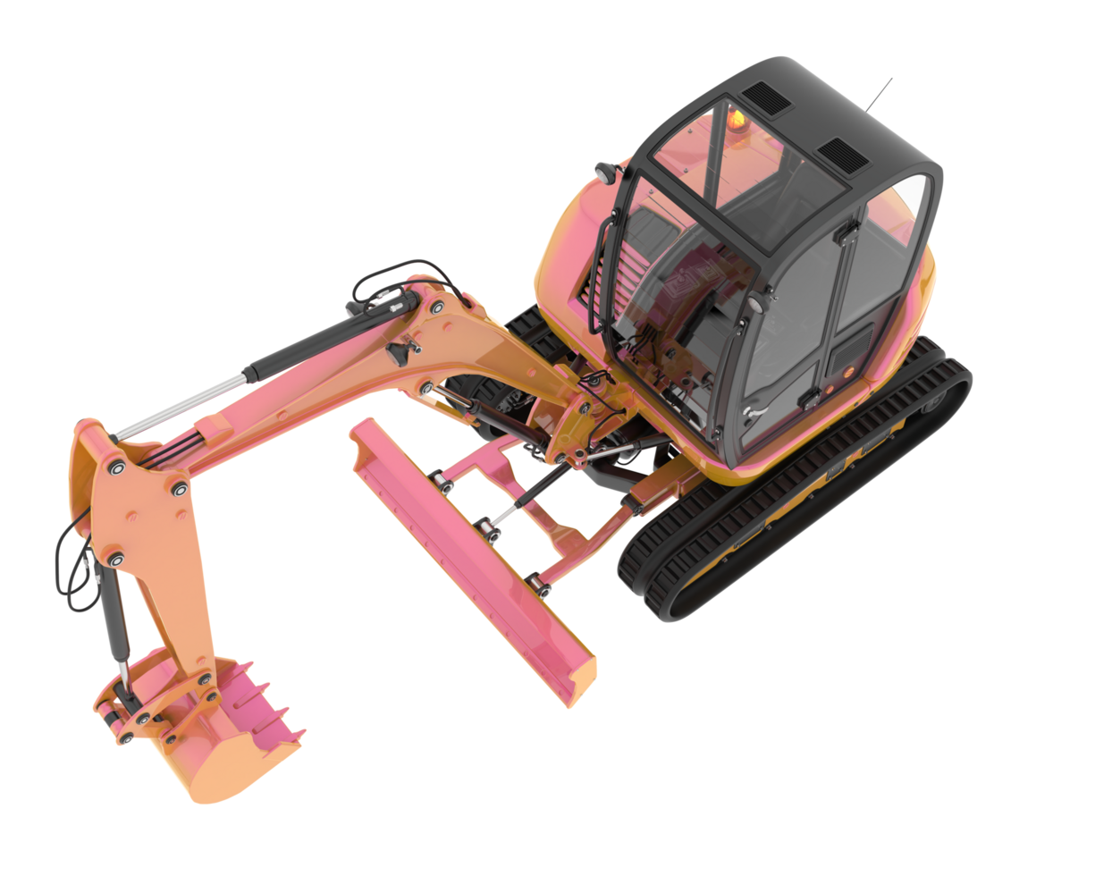 Compact excavator isolated on background. 3d rendering - illustration png