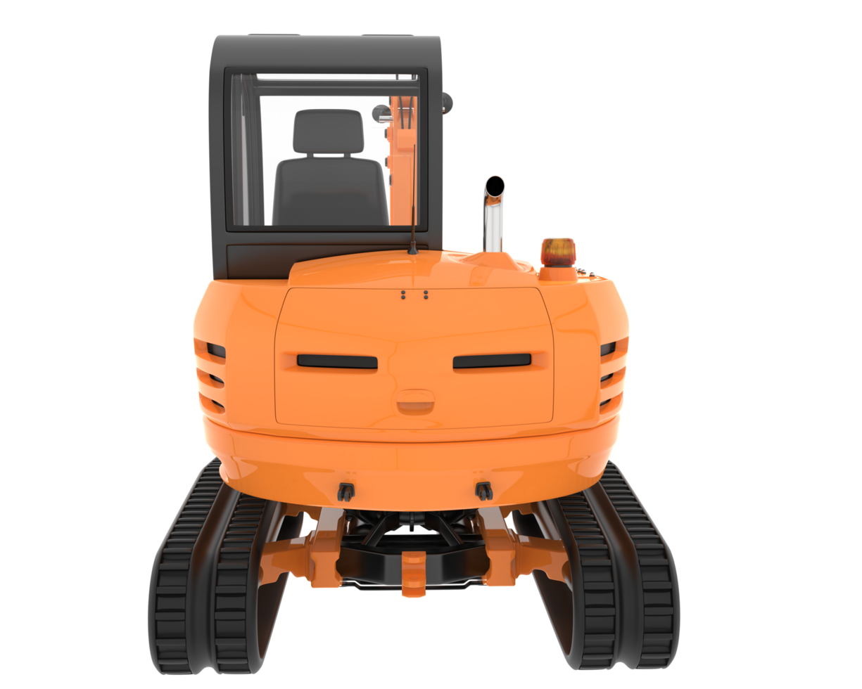 Compact excavator isolated on background. 3d rendering - illustration png