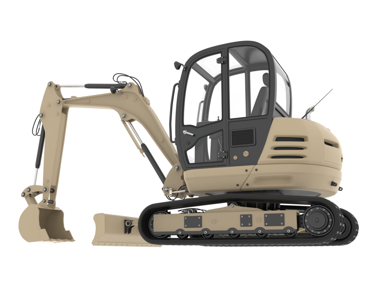 Compact excavator isolated on background. 3d rendering - illustration png