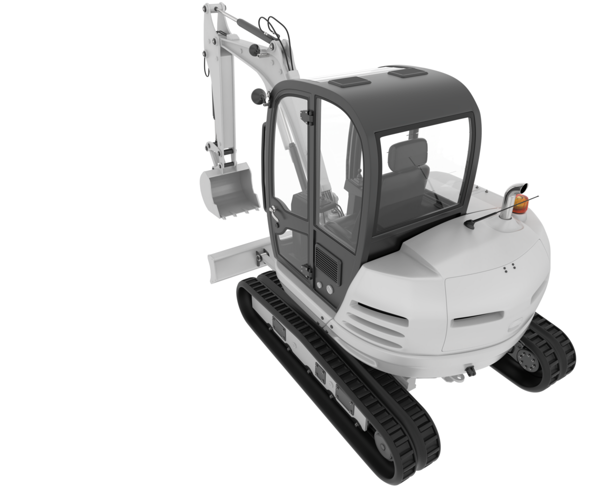 Compact excavator isolated on background. 3d rendering - illustration png