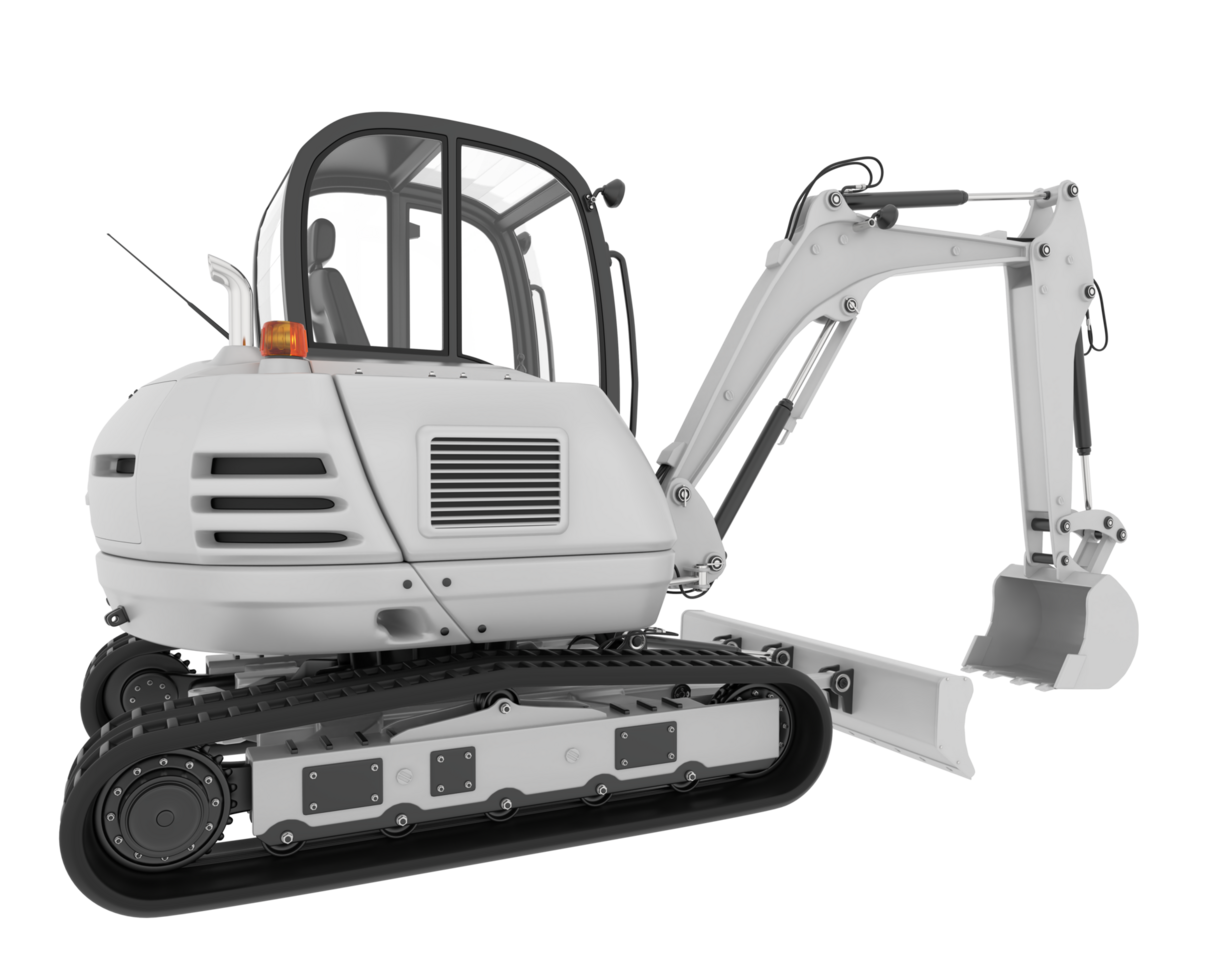 Compact excavator isolated on background. 3d rendering - illustration png