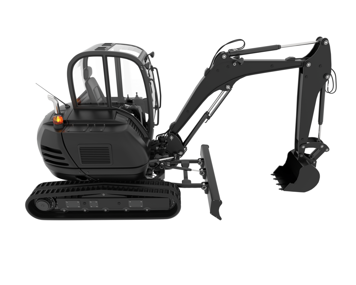 Compact excavator isolated on background. 3d rendering - illustration png