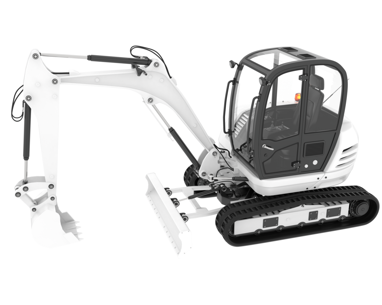 Compact excavator isolated on background. 3d rendering - illustration png
