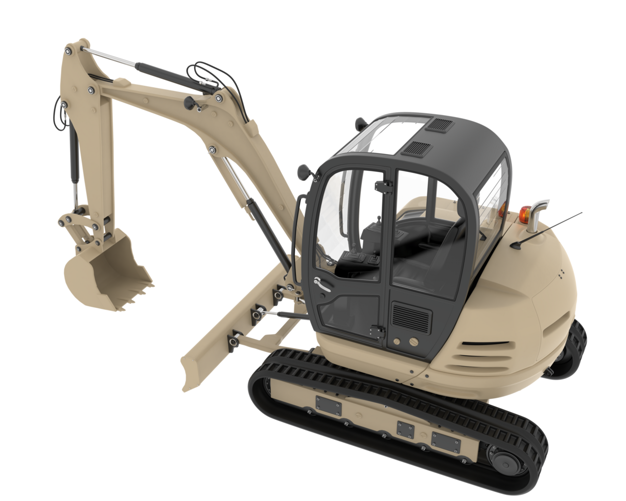 Compact excavator isolated on background. 3d rendering - illustration png