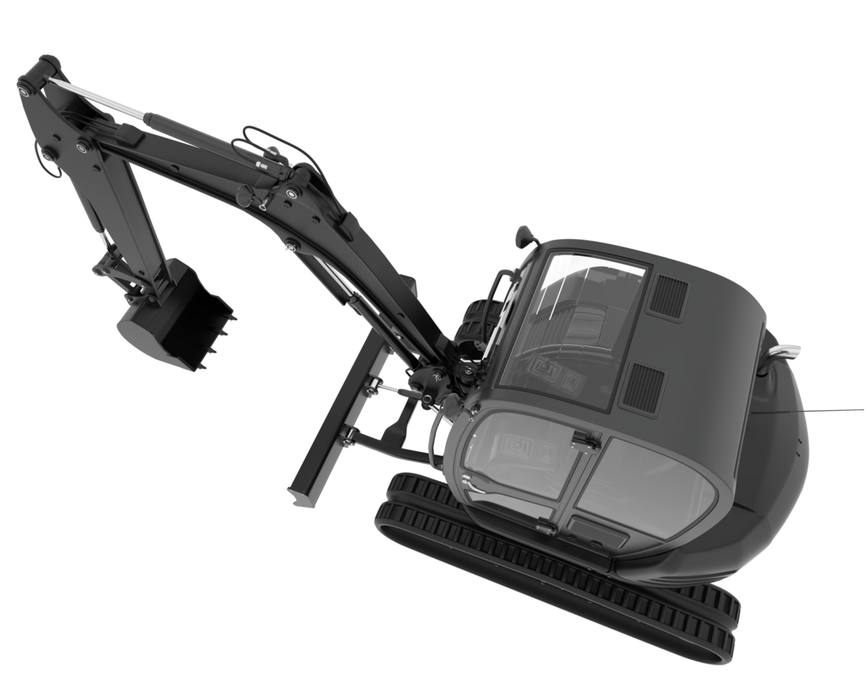Compact excavator isolated on background. 3d rendering - illustration png