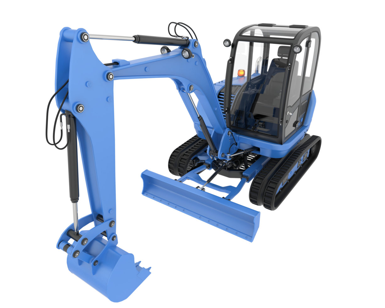 Compact excavator isolated on background. 3d rendering - illustration png